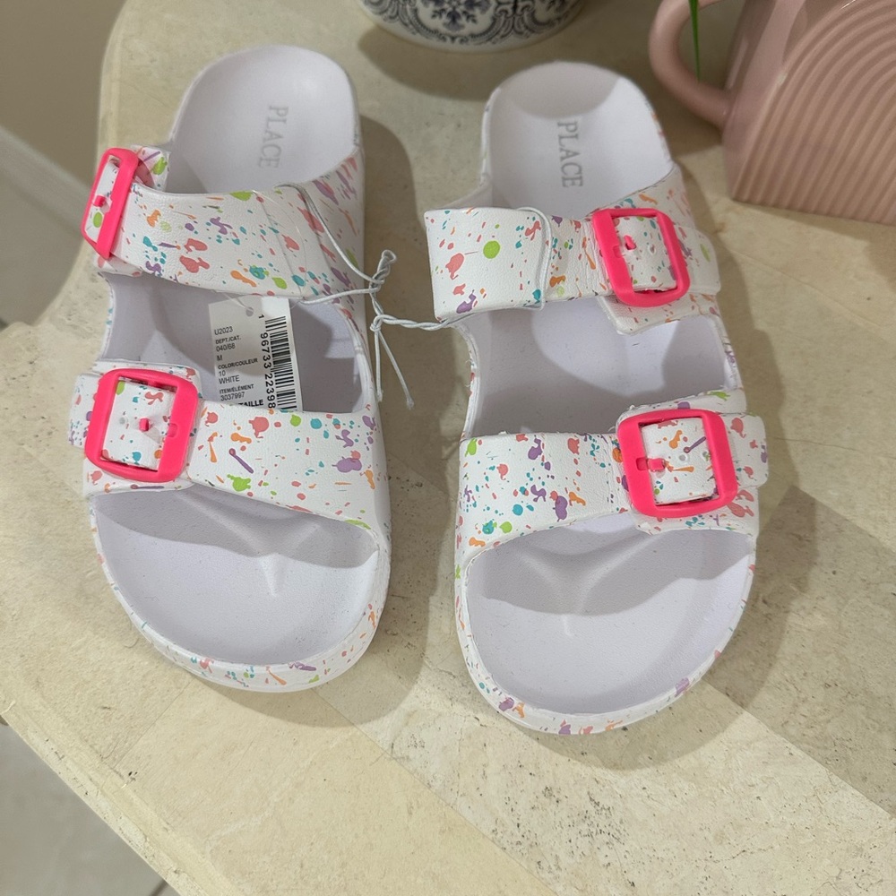 Place Kids Color Splash Sandals with Pink Buckles